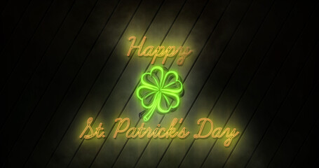 Image of the words Happy St. Patrick's Day written in neon flickering yellow letters