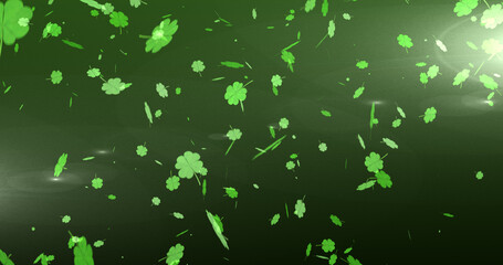 Image multiple floating green shamrocks 