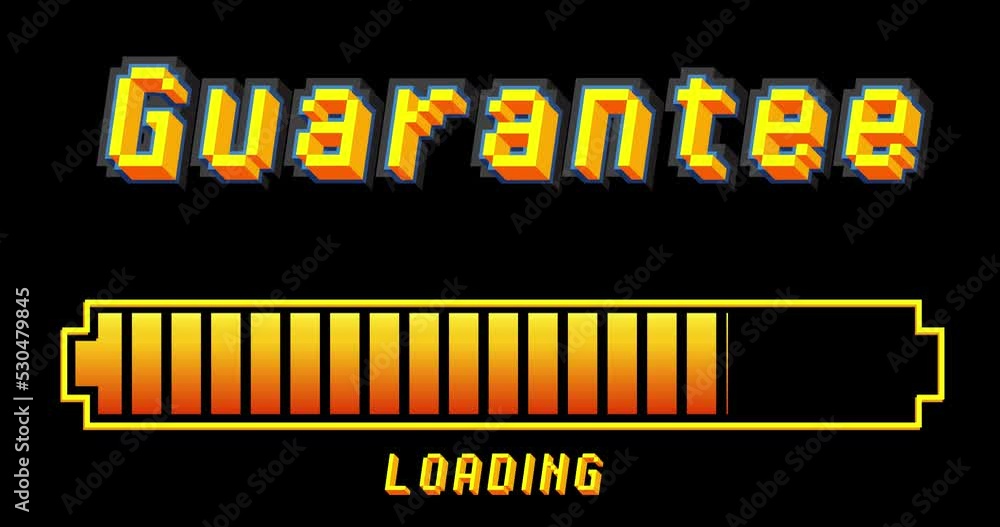 Poster guarantee text with loading, downloading, uploading bar indicator. download, upload on computer scre