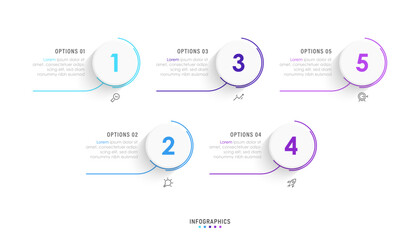 Fototapeta premium Vector Infographic label design template with icons and 5 options or steps. Can be used for process diagram, presentations, workflow layout, banner, flow chart, info graph.