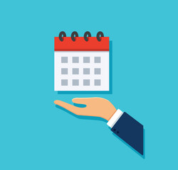 hand hold calendar page vector illustration
