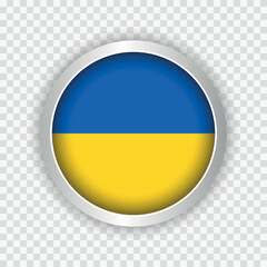 Flag of Ukraine on round button on transparent background element for websites