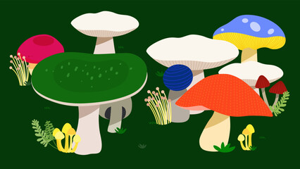 A colorful hand-drawn mushroom