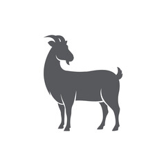 Goat side view silhouette. Farm goat animal logo design. Vector illustration	
