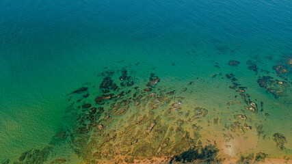 Fototapeta na wymiar Aerial drone view of stunning coastal scenery in Dungun, Terengganu, Malaysia