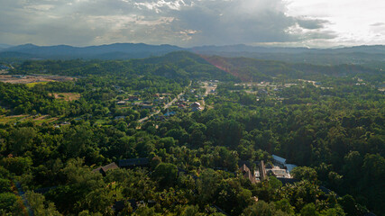 Fototapeta premium Aerial drone view of stunning coastline scenery in Dungun, Terengganu, Malaysia