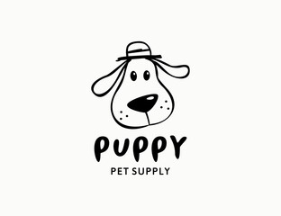 Dog cartoon wearing hat logo template