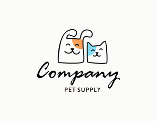Cute dog and cat logo design for pet shop company