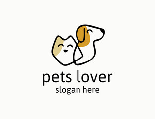 Cute dog and cat logo design for pet shop company
