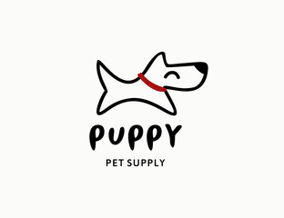 Line drawing puppy dog logo design for pet shop