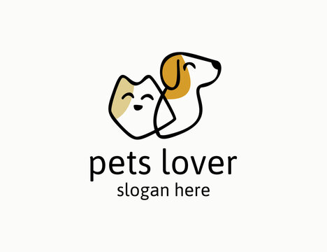 Cute dog and cat logo design for pet shop company