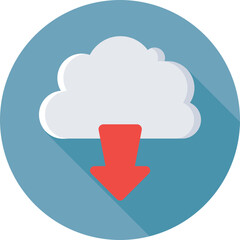Cloud Download Colored Vector Icon