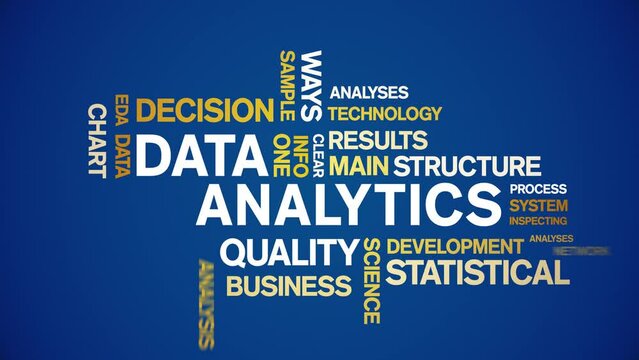 4k Data Analytics Animated Tag Word Cloud;Text Design big data Animation typography seamless loop.