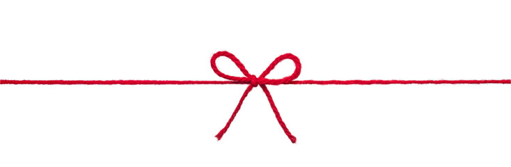 リボン結びをした赤い毛糸