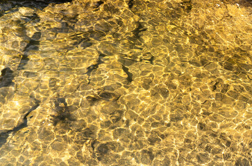 Natural Background of Clear River Water and Rocks Abstract