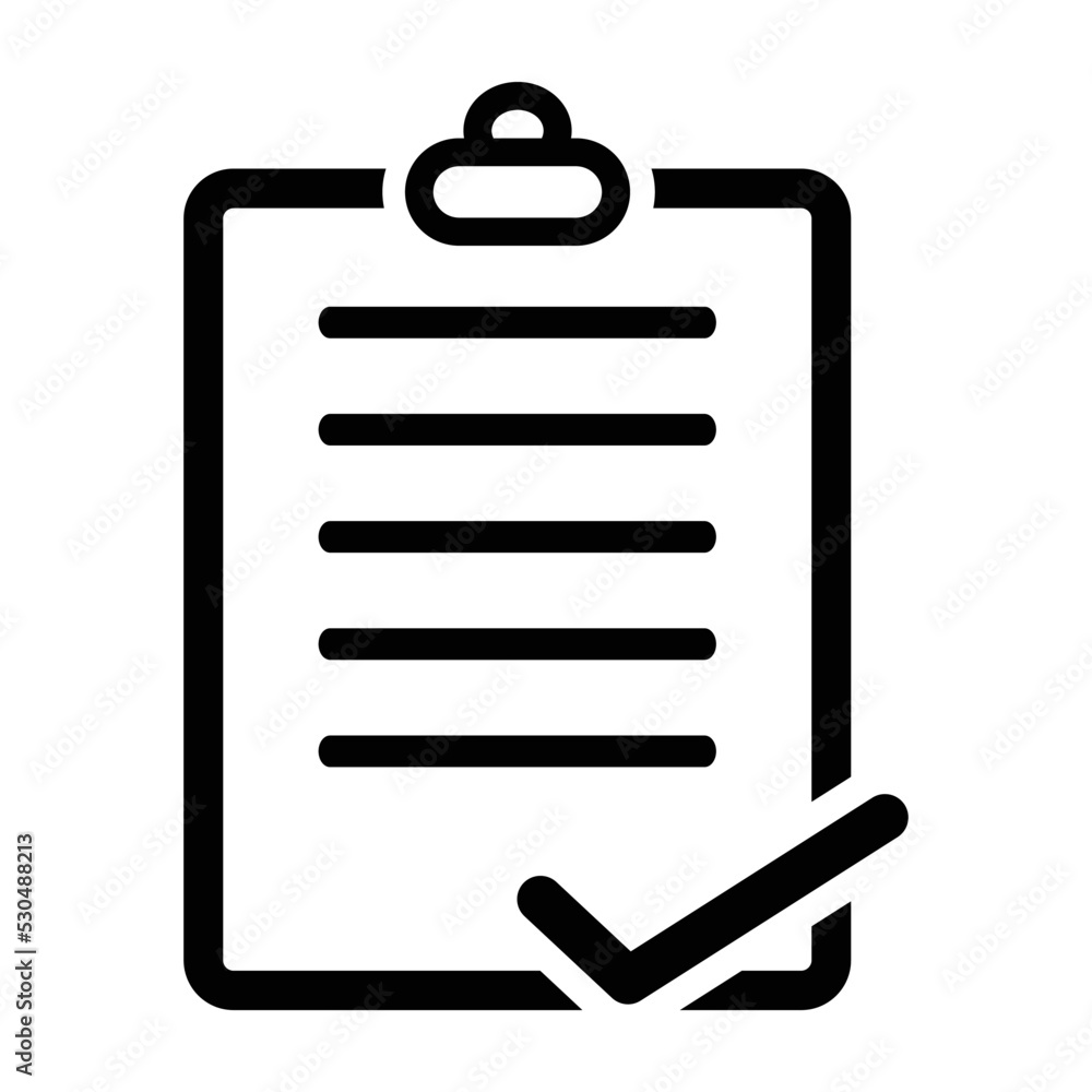 Aufkleber tasks. clipboard icon. task done. signed approved document icon.