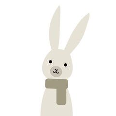 Fototapeta premium マフラーをした白いうさぎ(笑顔)