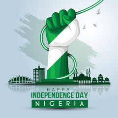 happy independence day Nigeria.1st October background. vector illustration design - obrazy, fototapety, plakaty