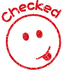 emoticons / face stamp icon with text for educational use etc. (checked)	 / png