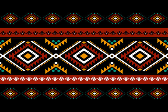 Geometric ethnic oriental seamless pattern traditional Design for background,carpet,wallpaper.clothing,wrapping,Batik fabric,Vector illustration.embroidery style - Sadu, sadou, sadow or sado