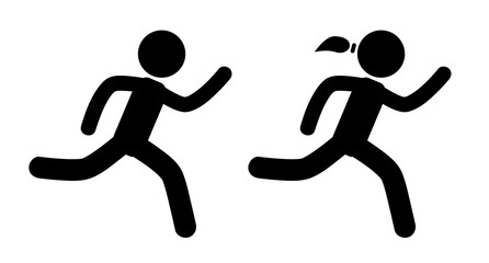 vector simple set 2, stickman, fast running man and woman