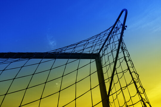 Soccer Goal Post From Very Low Angle