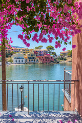 View of the beautiful Assos village in kefalonia island, ionian, west Greece.