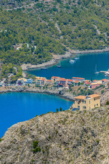 View of the beautiful Assos village in kefalonia island, ionian, west Greece.	