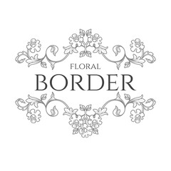 Vintage floral title border. Contour frame.Classic decorative element.