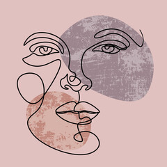 Woman face line art