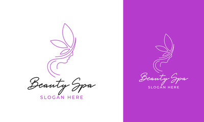 Beauty spa logo with woman face and minimalist style