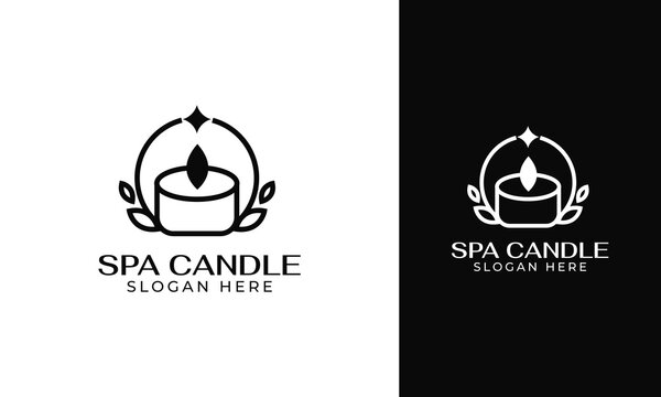 Spa candle logo design with line art style