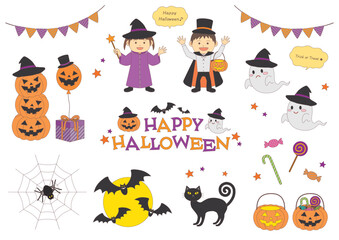 ハロウィン_イラスト_セット_主線あり
