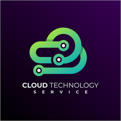 cloud technology logo design graphic