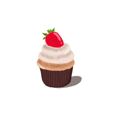 chocolate cupcake with strawberry