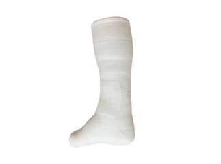 foot bandage on isolated white background, close up