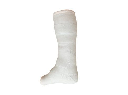 foot bandage on isolated white background, close up