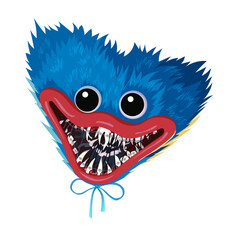 Portrait of a popular blue monster with braces on his teeth 