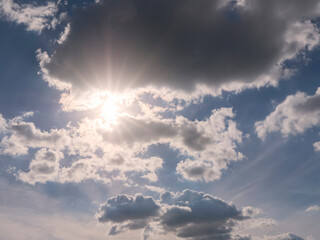 Sky with sun for design purpose and replacement. Nature background.