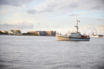 Navy ship in the shore in Aalborg Denmark