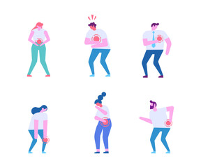 People with pain, ache flat vector illustration