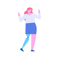 Person with prosthesis flat vector illustration
