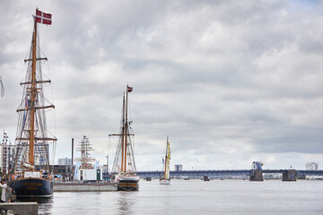 Fototapeta na wymiar Large amazing ships from Tall Ship Race 2022 event in Aalborg 2022