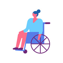 Fototapeta premium Wheel chair person flat vector illustration