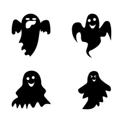 Halloween ghost black and white set 