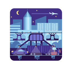 Monorail cableway - autonomous public transport in night city
