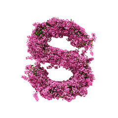 3d rendering of Bougainvillea alphabet isolated