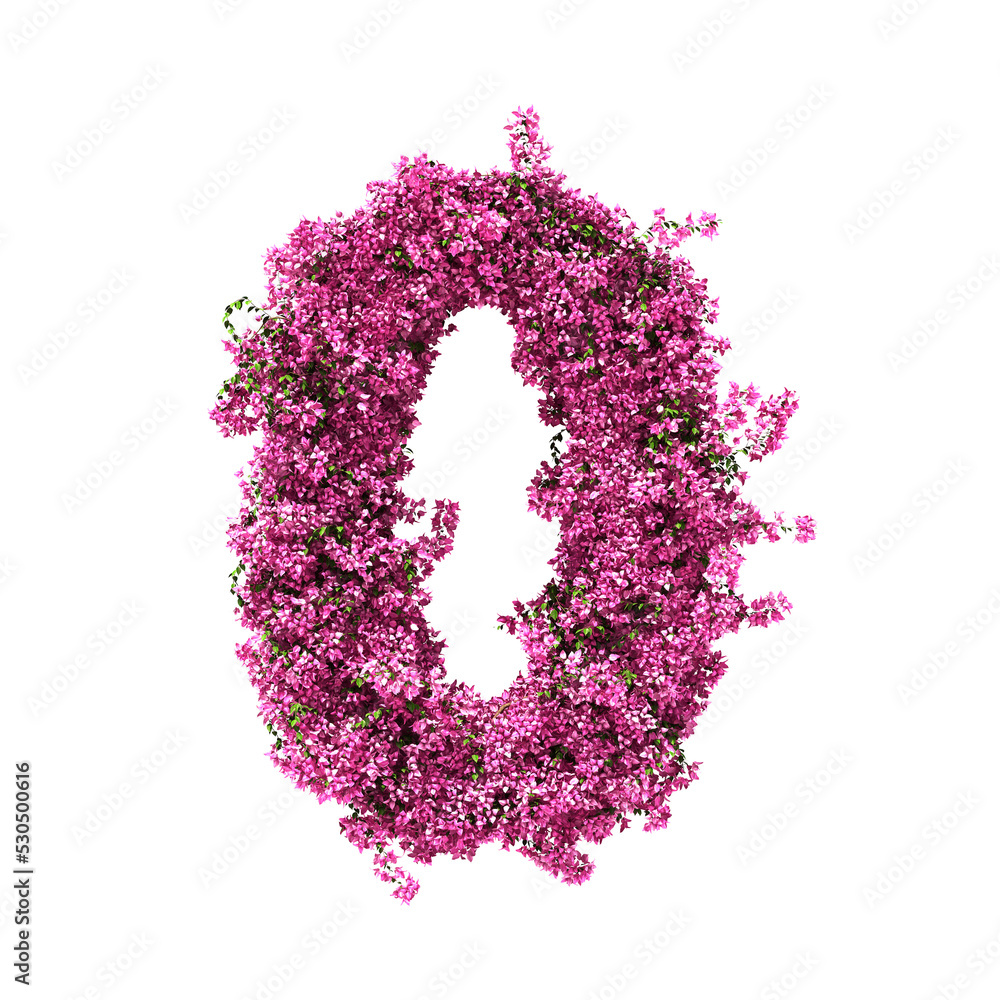 Poster 3d rendering of bougainvillea number isolated