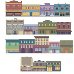Obraz premium Brick_Old_Smalltown_Colorful_Mainstreet_Architecture_Building_Set_Street_Town_Shopping_Storefront