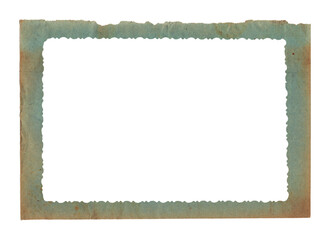White isolated frame with Old vintage rough torn paper texture